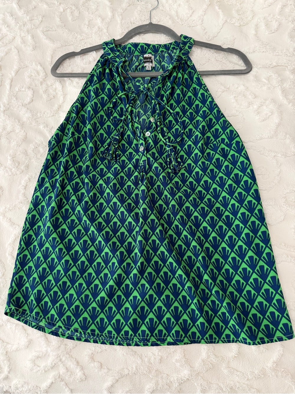 crown & ivy Green and Navy Patterned Halter Camisole